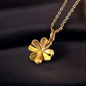 Unegeca Gold Plated Four Leaf Clover Necklace