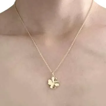 Unegeca Gold Plated Four Leaf Clover Necklace