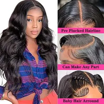 Body Wave Lace Front Wigs Human Hair 13x4 HD Transparent Lace Frontal Wigs Human Hair for Women Brazilian Virgin 200% Density Glueless Wigs Human Hair Pre Plucked with Baby Hair Natural Black 26 Inch