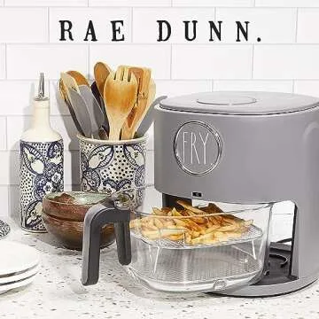 Rae Dunn 1200W 4Qt Air Fryer with Glass Basket
