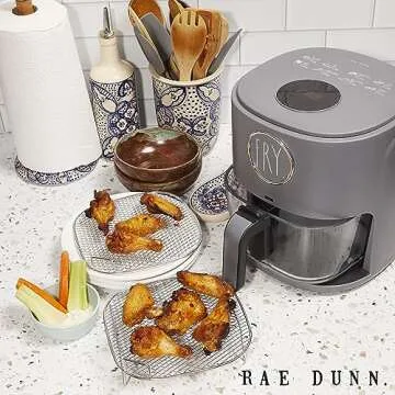 Rae Dunn 1200W 4Qt Air Fryer with Glass Basket