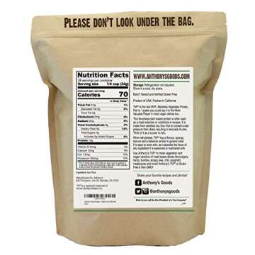 Anthony's Textured Vegetable Protein, TVP, 1.5 lb, Gluten Free, Vegan, Made in USA, Unflavored