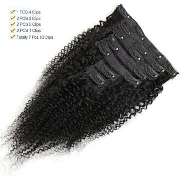 Clip in Human Hair Extensions Curly 9A Virgin Remy Human Hair 3C 4A Curly 100% Human Hair Extensions 7 Pcs 100G For Women Natural Black Color Short Hair Soft and Thick 14inch