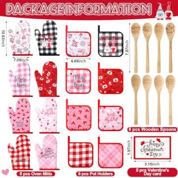 Suclain 32 Pcs Valentine's Day Oven Mitt and Pot Holders Valentine Baking Gift Set Cute Non Slip BBQ...