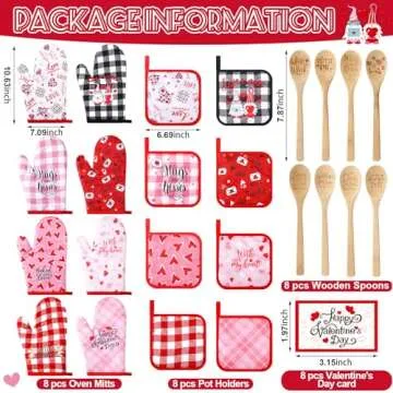 Suclain 32 Pcs Valentine's Day Oven Mitt and Pot Holders Valentine Baking Gift Set Cute Non Slip BBQ...