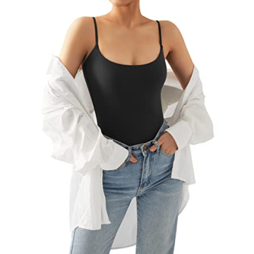 SUUKSESS Sexy Square Neck Thong Bodysuit Backless Sleeveless