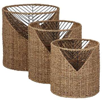 Stone & Beam Modern Seagrass Basket Set Pack of 3