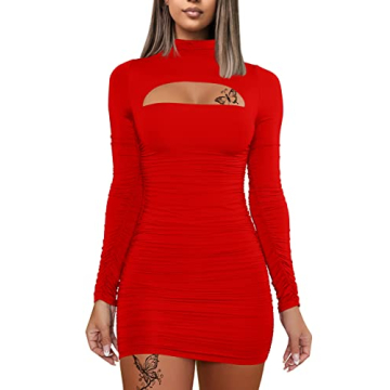 Stylish DAAWENXI Women's Sexy Long Sleeve Bodycon Dress