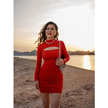 Stylish DAAWENXI Women's Sexy Long Sleeve Bodycon Dress