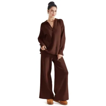 SUUKSESS Women Waffle Knit Lounge Set for Cozy Days