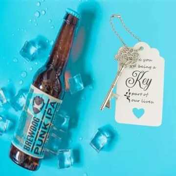 WODEGIFT 100 PCS Wedding Favors Bottle Opener,Wedding Gifts for Guest Vintage Skeleton Key Opener,Key Openers with Escort Tag Cards and Chains (Silver)