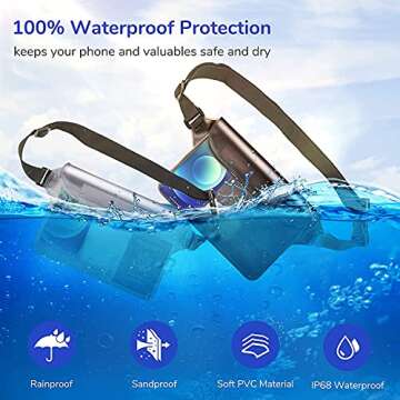GLBSUNION IPX8 Waterproof Pouch Bag with Adjustable Waist Strap-Screen Touchable Dry Bag with Adjust...