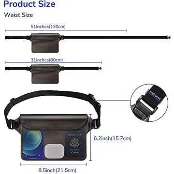 GLBSUNION IPX8 Waterproof Pouch Bag with Adjustable Waist Strap-Screen Touchable Dry Bag with Adjustable Belt for Phone Valuables for Beach Swimming Snorkeling Boating Fishing Kayaking (2 Pack)