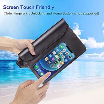 GLBSUNION IPX8 Waterproof Pouch Bag with Adjustable Waist Strap-Screen Touchable Dry Bag with Adjustable Belt for Phone Valuables for Beach Swimming Snorkeling Boating Fishing Kayaking (2 Pack)