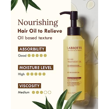 LABIOTTE Silk Oil Hair Treatment for Repair, Frizz Control & Shine - With Jojoba Oil for Dry, Damaged Hair Growth - 5.07 Fl Oz