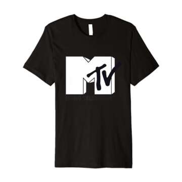 White Fill With Black Ink MTV Logo Premium T-Shirt