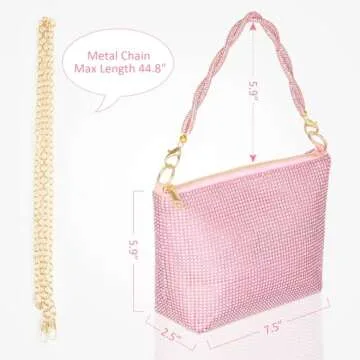 Afashor Fashion Womens Evening Bag Glitter Rhinestone Purse Shiny Clutch Handbag for Party Wedding Pink