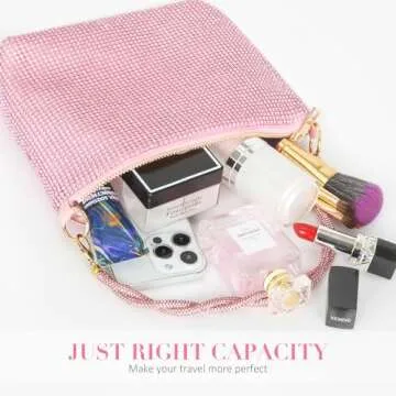 Afashor Fashion Womens Evening Bag Glitter Rhinestone Purse Shiny Clutch Handbag for Party Wedding Pink