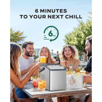 Marsail Portable Ice Maker, 6-Minute Quick Ice Making, 26 lbs/Day, Self-Cleaning, Ideal for Home/Off...