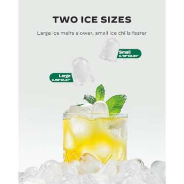 Marsail Portable Ice Maker, 6-Minute Quick Ice Making, 26 lbs/Day, Self-Cleaning, Ideal for Home/Office/Party Use