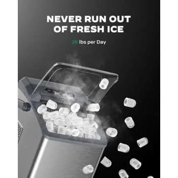 Marsail Portable Ice Maker, 6-Minute Quick Ice Making, 26 lbs/Day, Self-Cleaning, Ideal for Home/Office/Party Use
