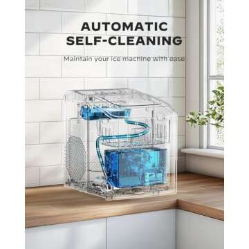 Marsail Portable Ice Maker, 6-Minute Quick Ice Making, 26 lbs/Day, Self-Cleaning, Ideal for Home/Office/Party Use