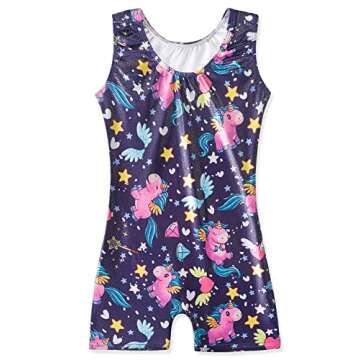 Kids Unicorn Leotards Gymnastics with Shorts for Little Girls 5t Size 5-6x Biketard Deep Purple Unic...