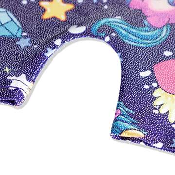 Kids Unicorn Leotards Gymnastics with Shorts for Little Girls 5t Size 5-6x Biketard Deep Purple Unicorn Heart Diamond Tumbling Outfits Leo Gym Gymnastic Clothes Apparel Clothing Sparkle