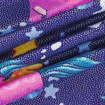 Kids Unicorn Leotards Gymnastics with Shorts for Little Girls 5t Size 5-6x Biketard Deep Purple Unicorn Heart Diamond Tumbling Outfits Leo Gym Gymnastic Clothes Apparel Clothing Sparkle