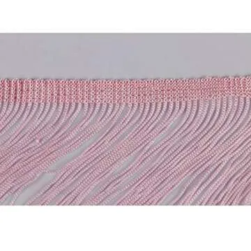 Heartwish268 Fringe Trim Lace Polyerter Fibre Tassel 4inch Wide 10 Yards Long for Clothes Accessories Latin Wedding Dress DIY Lamp Shade Decoration Black (Baby Pink)
