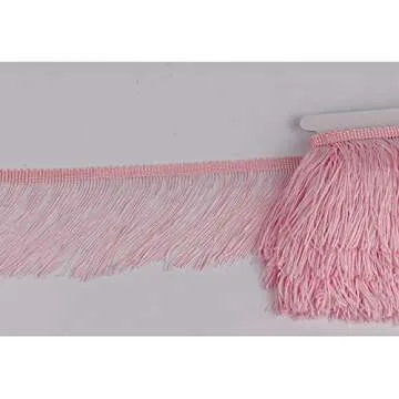 Heartwish268 Fringe Trim Lace Polyerter Fibre Tassel 4inch Wide 10 Yards Long for Clothes Accessories Latin Wedding Dress DIY Lamp Shade Decoration Black (Baby Pink)
