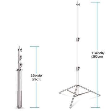 Neewer 2PCS Light Stand Kit, 102"/260cm Stainless Steel Heavy Duty Tripod Stand with 1/4" to 3/8" Adapter for Studio Softbox, Monolight, Reflector