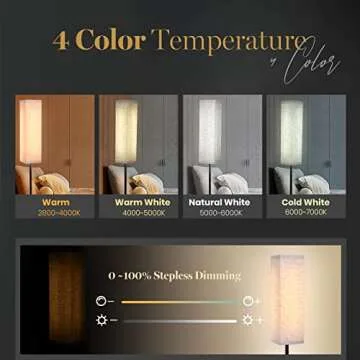 VOUTOORO Floor Lamp for Bedroom Living Room Office with Remote Control Modern Living Room LED 4 Color Temperature & Stepless Dimmer, Standing Elegant Lamp 3000k-7000k (Square-Pale Yellow)