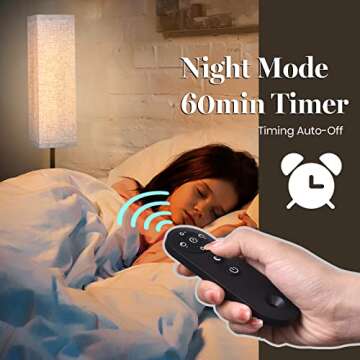 VOUTOORO Floor Lamp for Bedroom Living Room Office with Remote Control Modern Living Room LED 4 Color Temperature & Stepless Dimmer, Standing Elegant Lamp 3000k-7000k (Square-Pale Yellow)