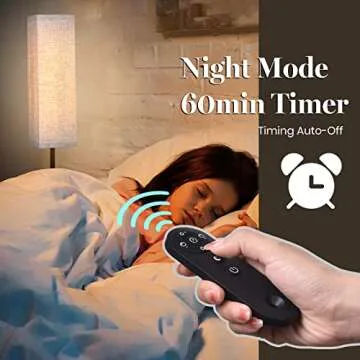 VOUTOORO Floor Lamp for Bedroom Living Room Office with Remote Control Modern Living Room LED 4 Color Temperature & Stepless Dimmer, Standing Elegant Lamp 3000k-7000k (Square-Pale Yellow)