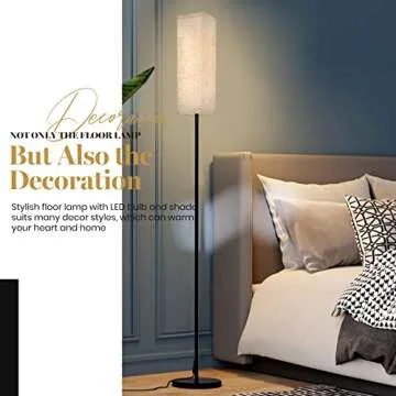 VOUTOORO Floor Lamp for Bedroom Living Room Office with Remote Control Modern Living Room LED 4 Color Temperature & Stepless Dimmer, Standing Elegant Lamp 3000k-7000k (Square-Pale Yellow)