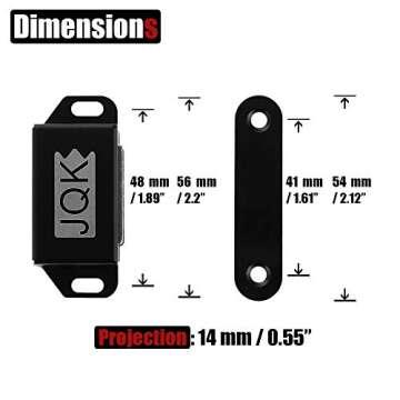 JQK Cabinet Door Catch, Stainless Steel Closet Catches 2 Pack with Strong Magnetic, 1.2mm Thickness Furniture Catch, CC1-P …