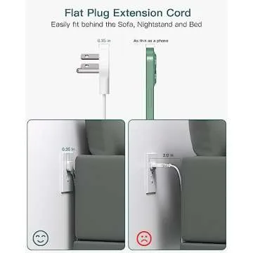 Surge Protector Power Strip, Addtam 5 ft Flat Plug Extension Cord with 4 USB Wall Charger(2 USB C Port), 4 Widely Outlets Desk Charging Station, Home Office and College Dorm Room Essentials