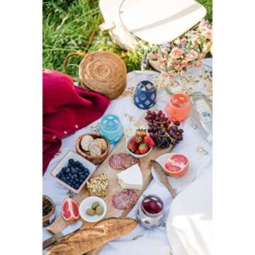 Ello Cru 17oz Stemless Wine Glass Set with Protective Silicone Sleeves, 4 Pack Cocktail Glass Perfect for Summer Patios and Parties Holiday Gifting Her Him Mother's Day, Dishwasher Safe, Paloma