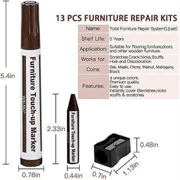 Furniture Repair Kit Wood Markers Set of 13 with Sharpener