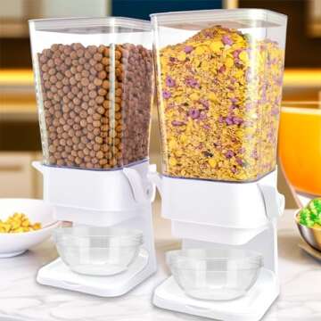 Cereal Dispenser Countertop,5L 2Pc Organization and Storage Containers for Kitchen and Pantry,Dispen...