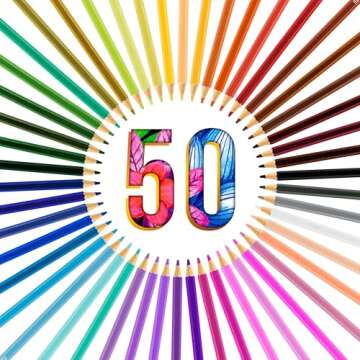 U.S. Art Supply 50 Piece Adult Coloring Book Artist Grade Colored Pencil Set -Vibrant Colors, Smooth Art Drawing, Sketching, Shading, Blending - Fun Activities for Students, Beginners, All Ages