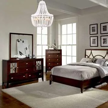 ALICE HOUSE 21" Wood Bead Chandeliers, Rustic White Finish, 5 Light Wood Beaded Pendant Light for Dining Room, Kitchen, Living Room, Entryway and Bedroom, ETL Listed, AL9031-P5