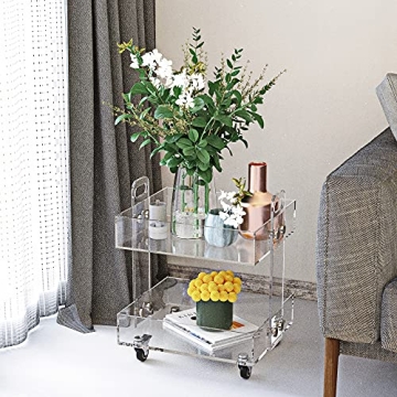ONELUX (Flat Packed) Original Acrylic Side Table,Clear Table with Wheels,Acrylic Bedside Tables/Night Stand - 41×34×48H CM