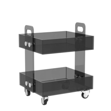 ONELUX (Flat Packed) Original Acrylic Side Table,Clear Table with Wheels,Acrylic Bedside Tables/Night Stand - 41×34×48H CM