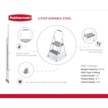 Rubbermaid 2-Step Steel Step Stool Ladder with Grip
