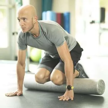 OPTP Silver AXIS Foam Roller, Moderate Density for Sports Medicine, Physical Therapy, Pilates, Yoga - Myofascial Release on Trigger Points (Silver Moderate Density, 36" x 6" Round)