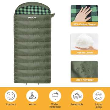 POEPORE Extra Warm 0 Degree Sleeping Bag for Camping
