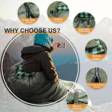 POEPORE Extra Warm 0 Degree Sleeping Bag for Camping