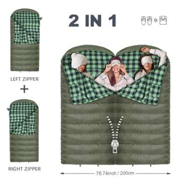 POEPORE Extra Warm 0 Degree Sleeping Bag for Camping